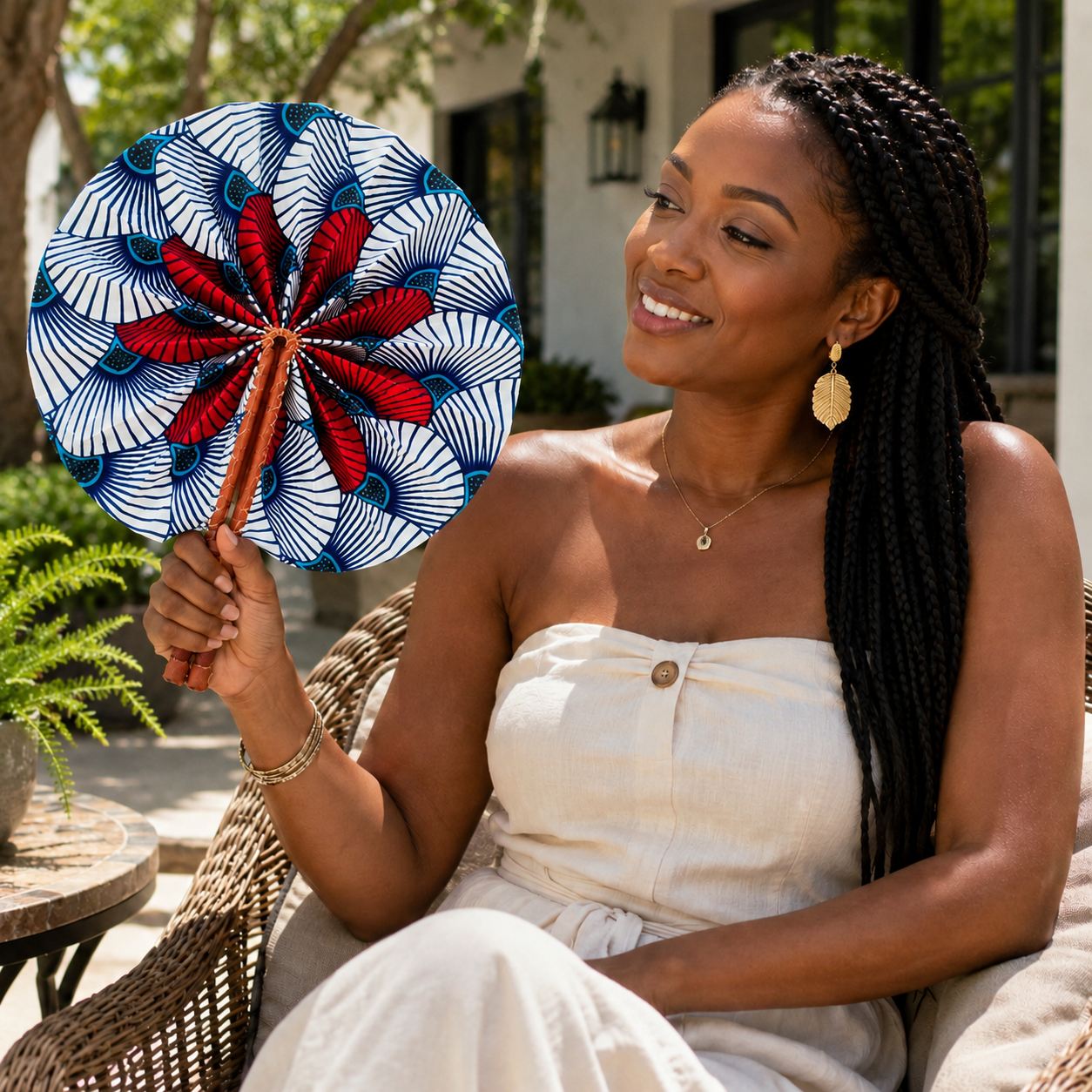 West African Print Folding Fan