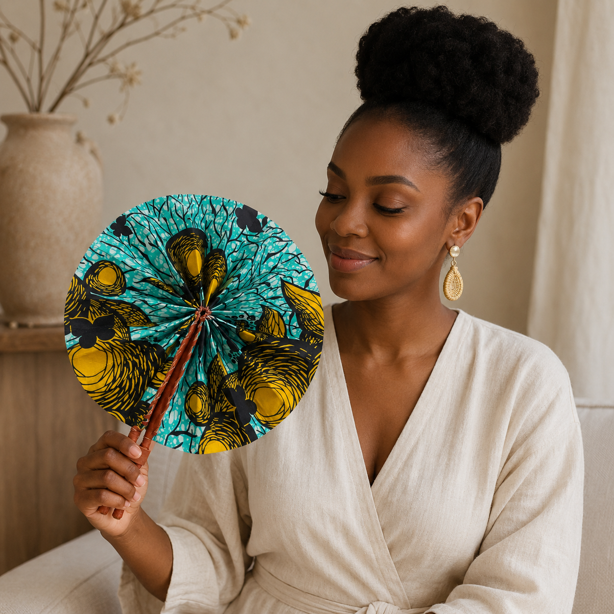 West African Print Folding Fan
