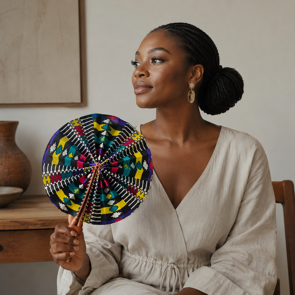 West African Print Folding Fan