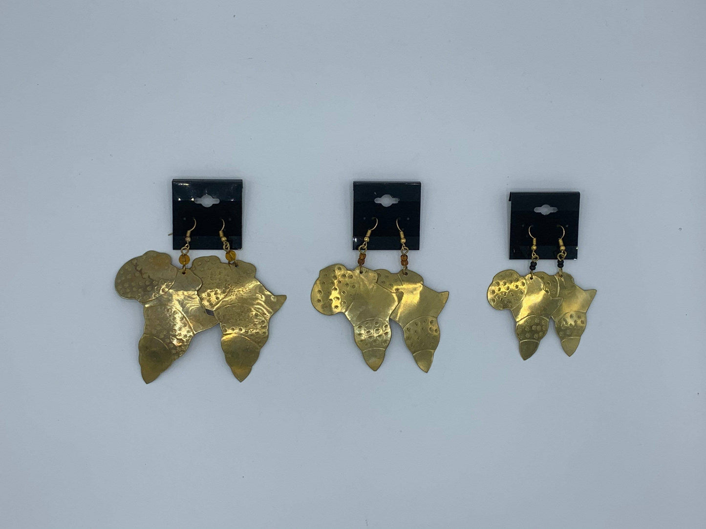 Brass Earrings Map of Africa