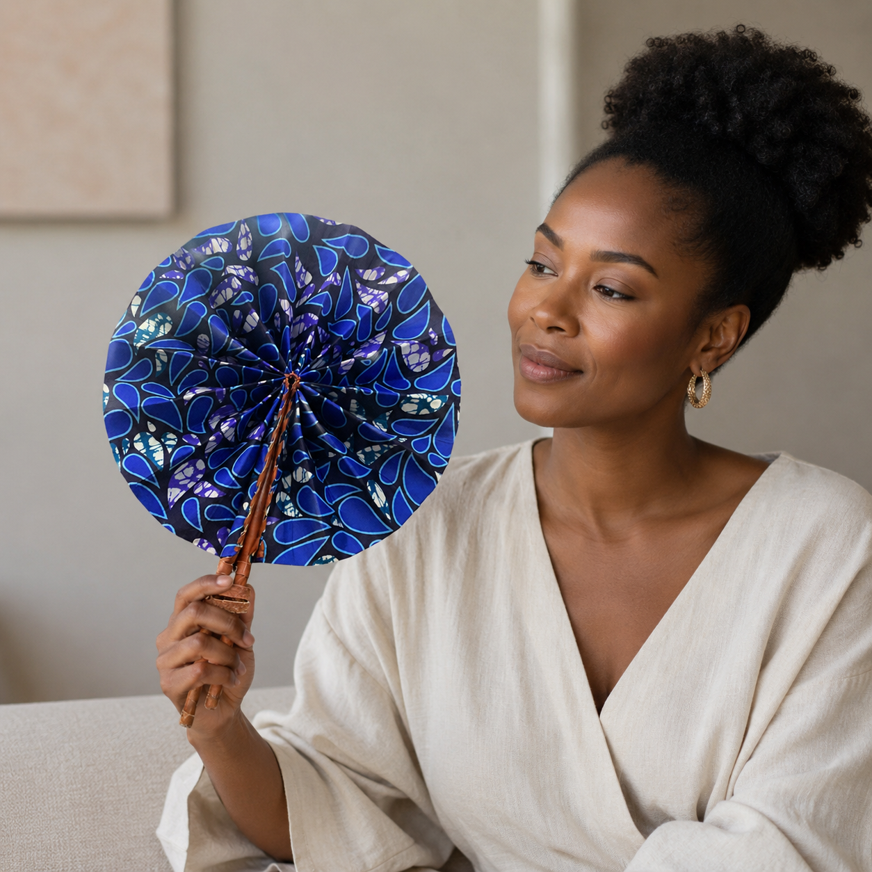 West African Print Folding Fan