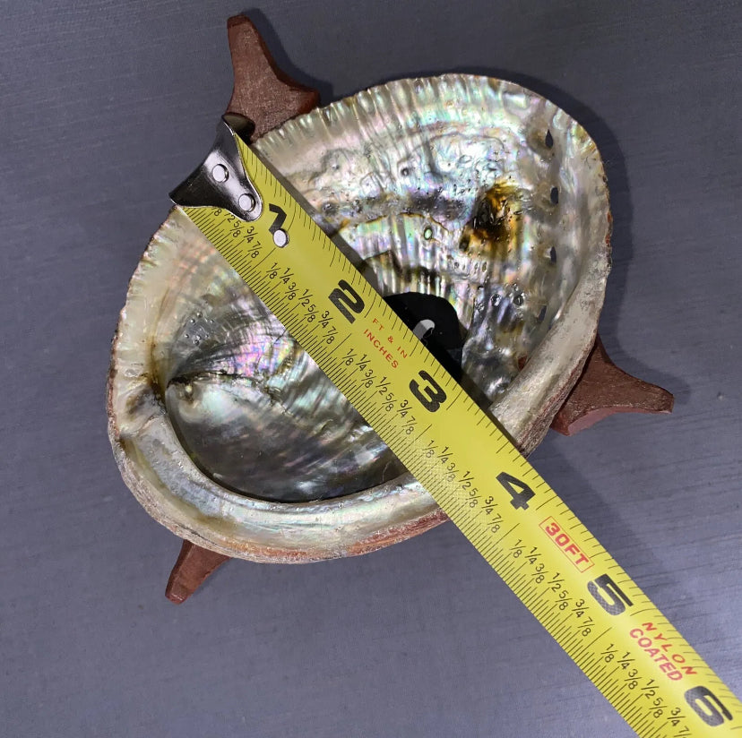 Abalone Shell Smudge Bowl N Hand Carved Tripod Stand Burn Sage Ash Tray Set