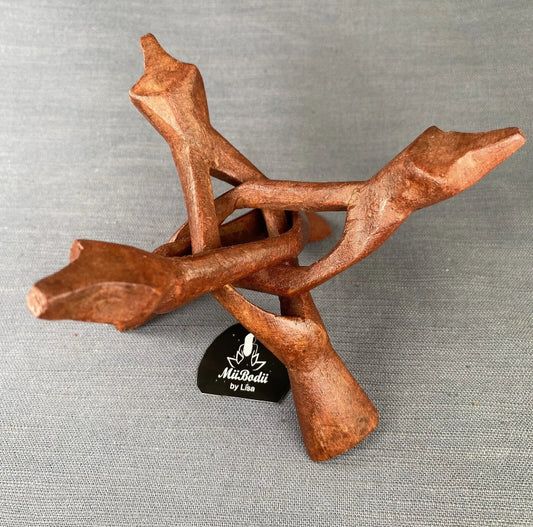 Carved Wooden Stand Smudge Bowl Holder Abalone Shell Holder Crystal Ball Holder