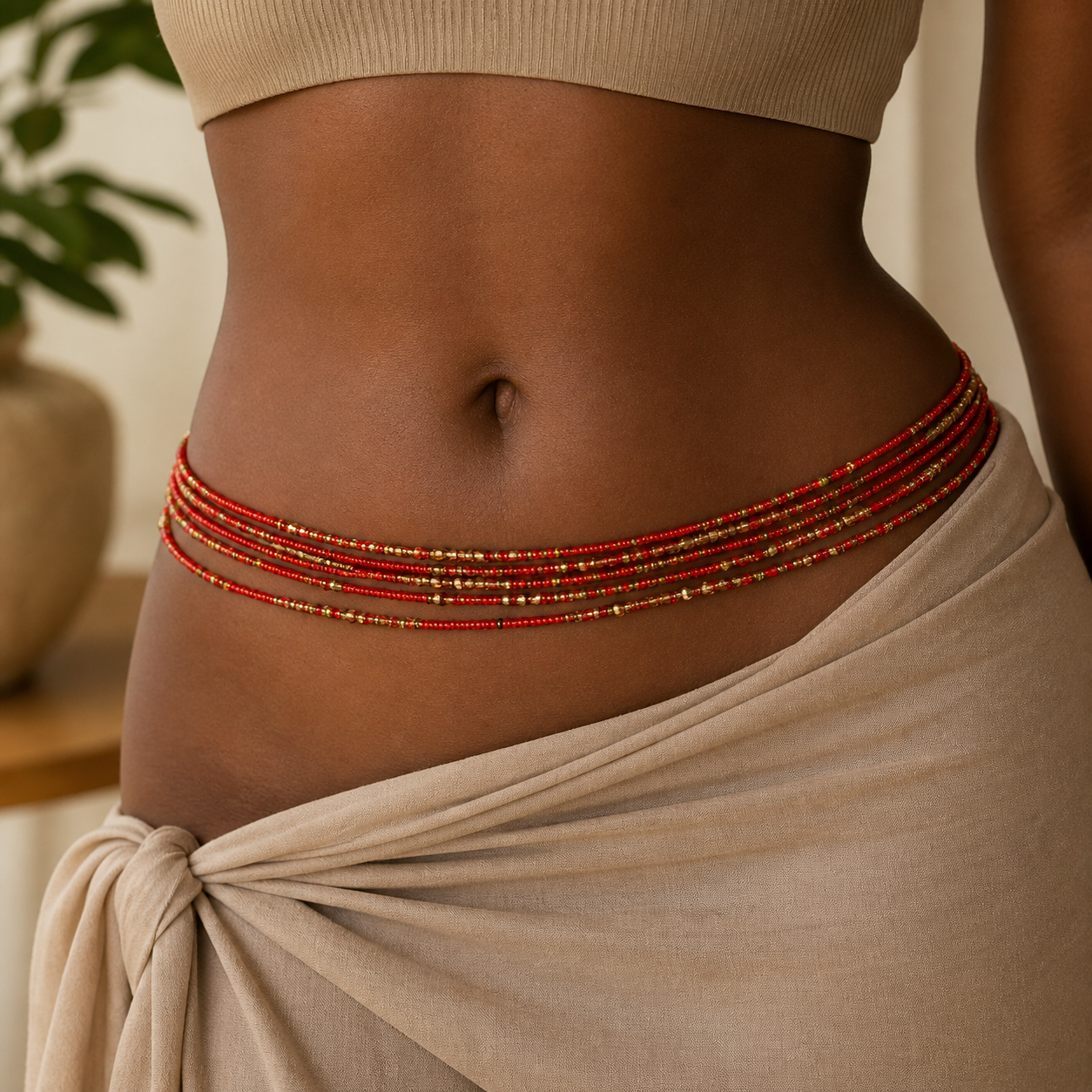 Ghanaian Red Waist Beads - 1pc