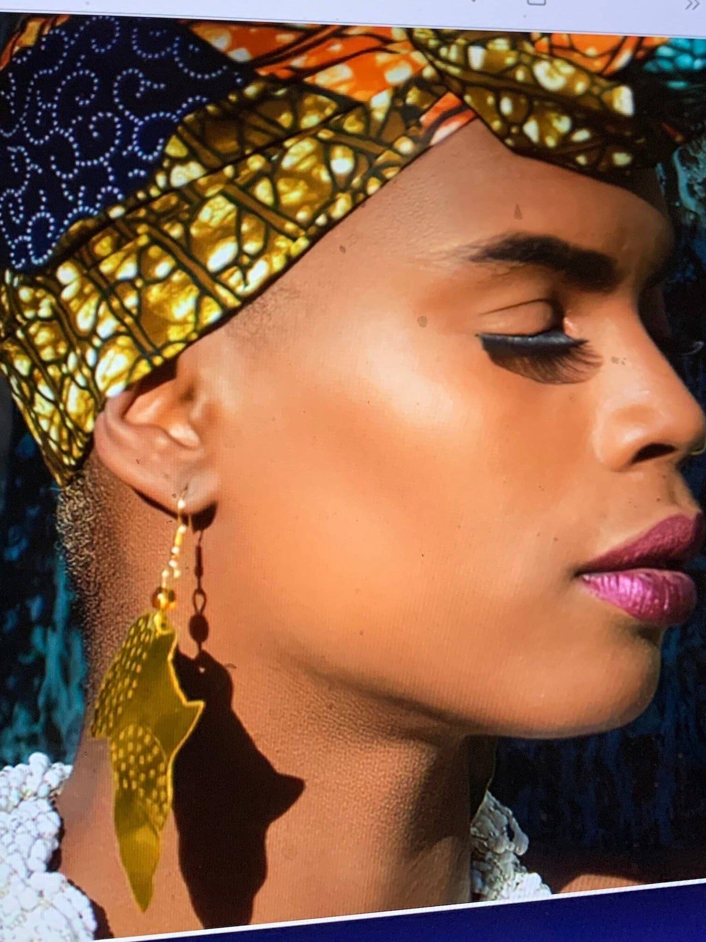 Brass Earrings Map of Africa