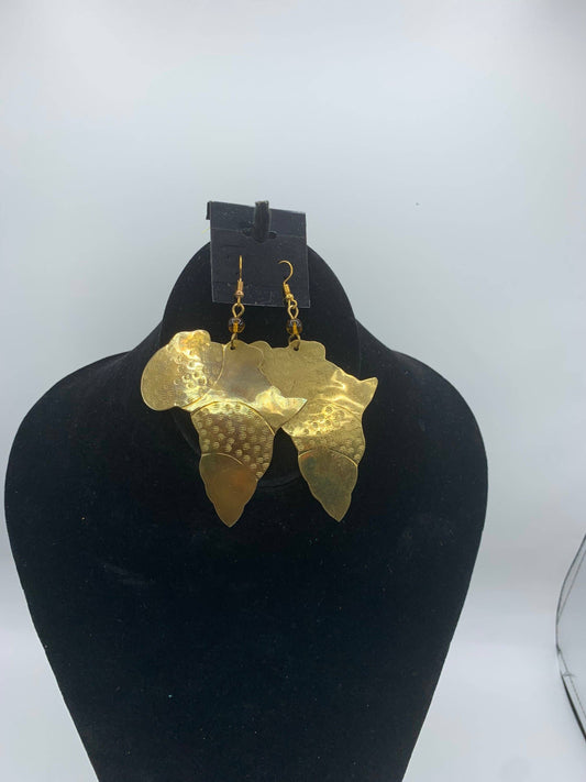Brass Earrings Map of Africa